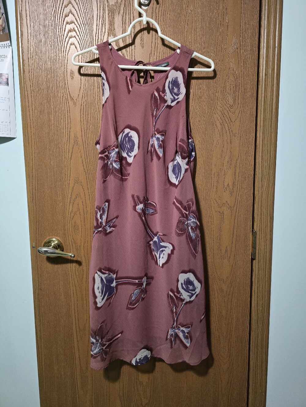 Wild Fable Floral Sleeveless A-Line Dress in Mauve